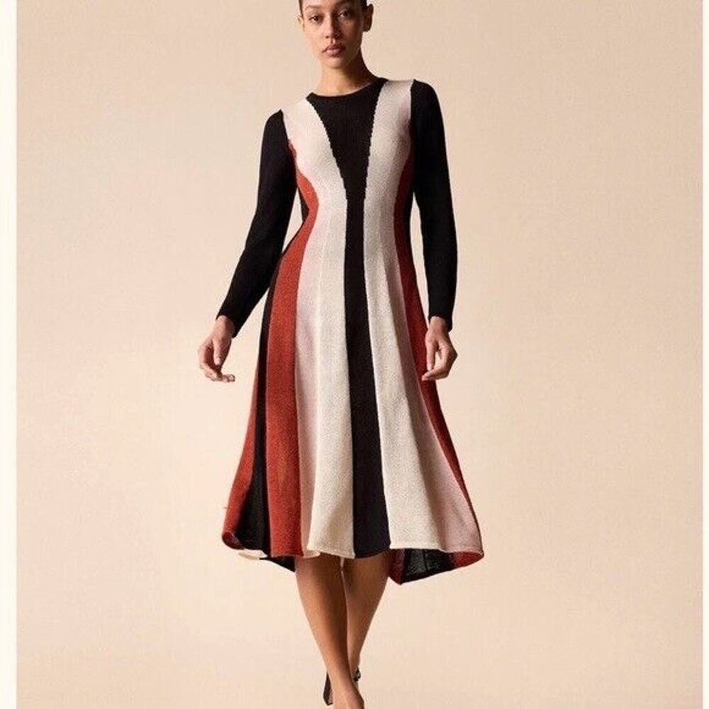 St. ROCHE Highline Knitted Midi Dress‎ Baby Alpaca Tie Waist Black Size XS NEW